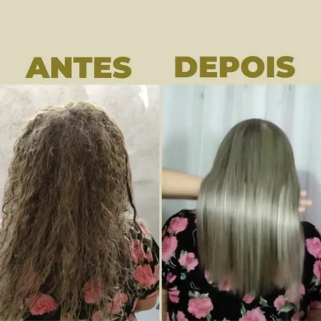 Antes e depois do alisamento Newlizer