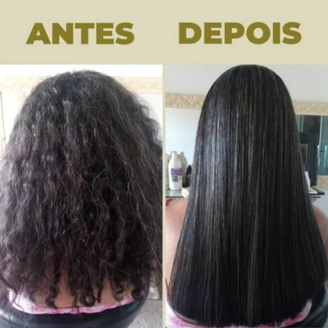 Antes e depois do alisamento Newlizer