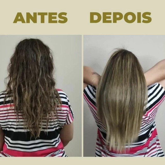 Antes e depois do alisamento Newlizer