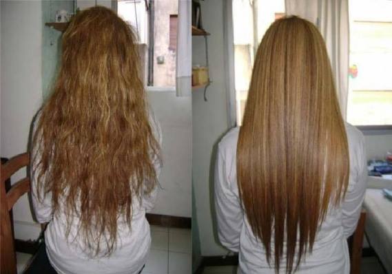 Antes e depois do alisamento Newlizer