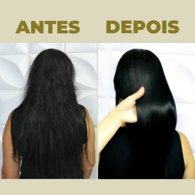 Antes e depois do alisamento Newlizer