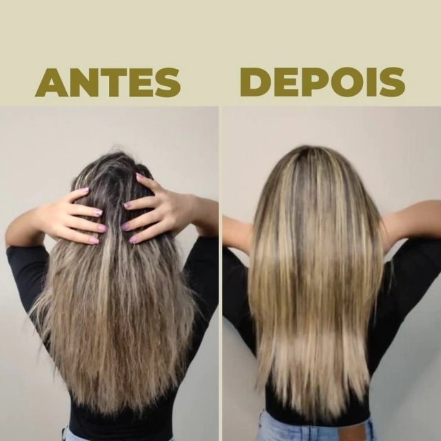 Antes e depois do alisamento Newlizer