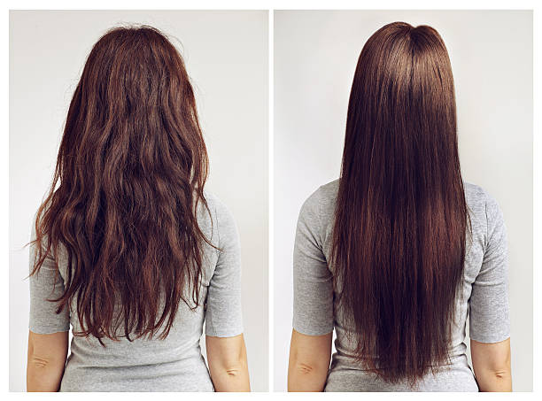 Mulher com cabelo liso e brilhante após o alisamento Newlizer